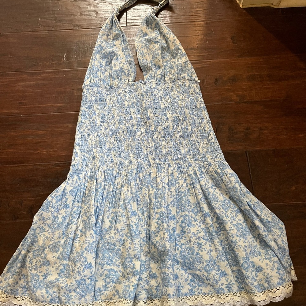 LoveShackFancy Blue and White Floral Dress